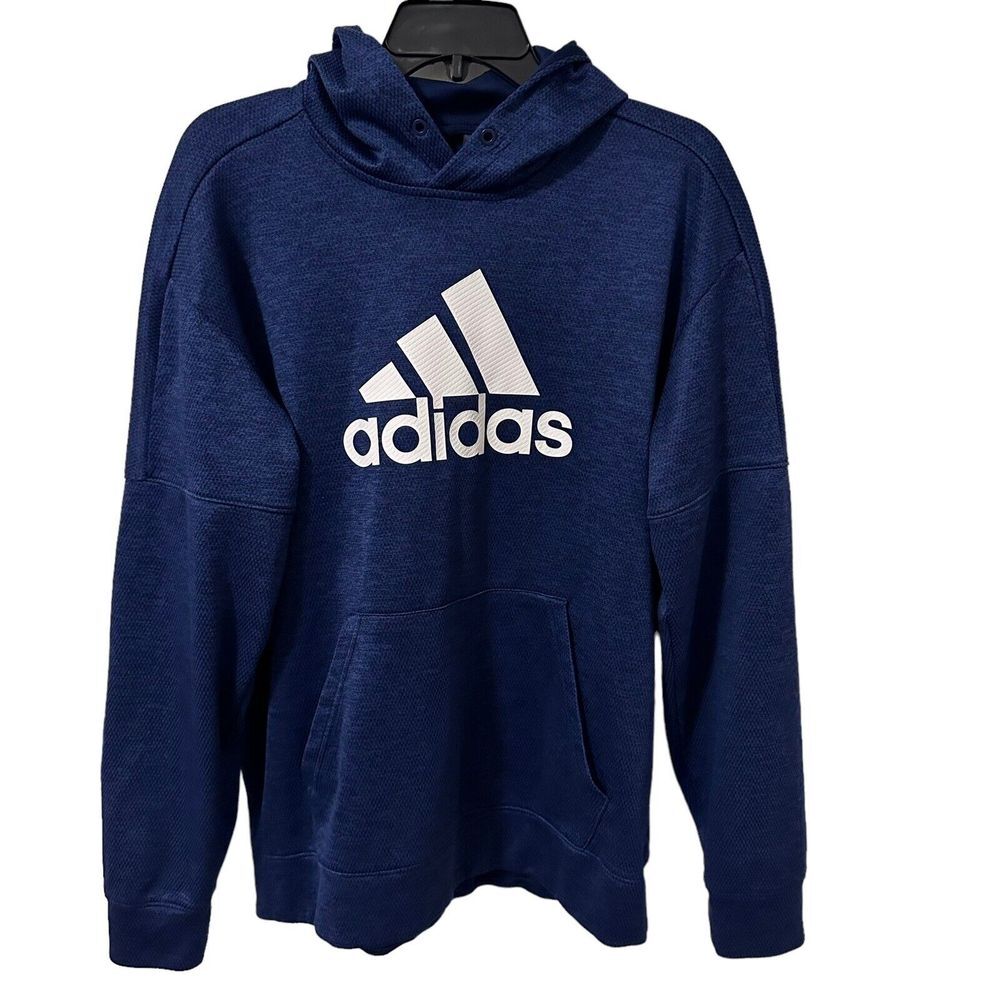 ADIDAS ClimaWarm Men's‎ Fleece Blue Pullover Hoodie Sweatshirt Large